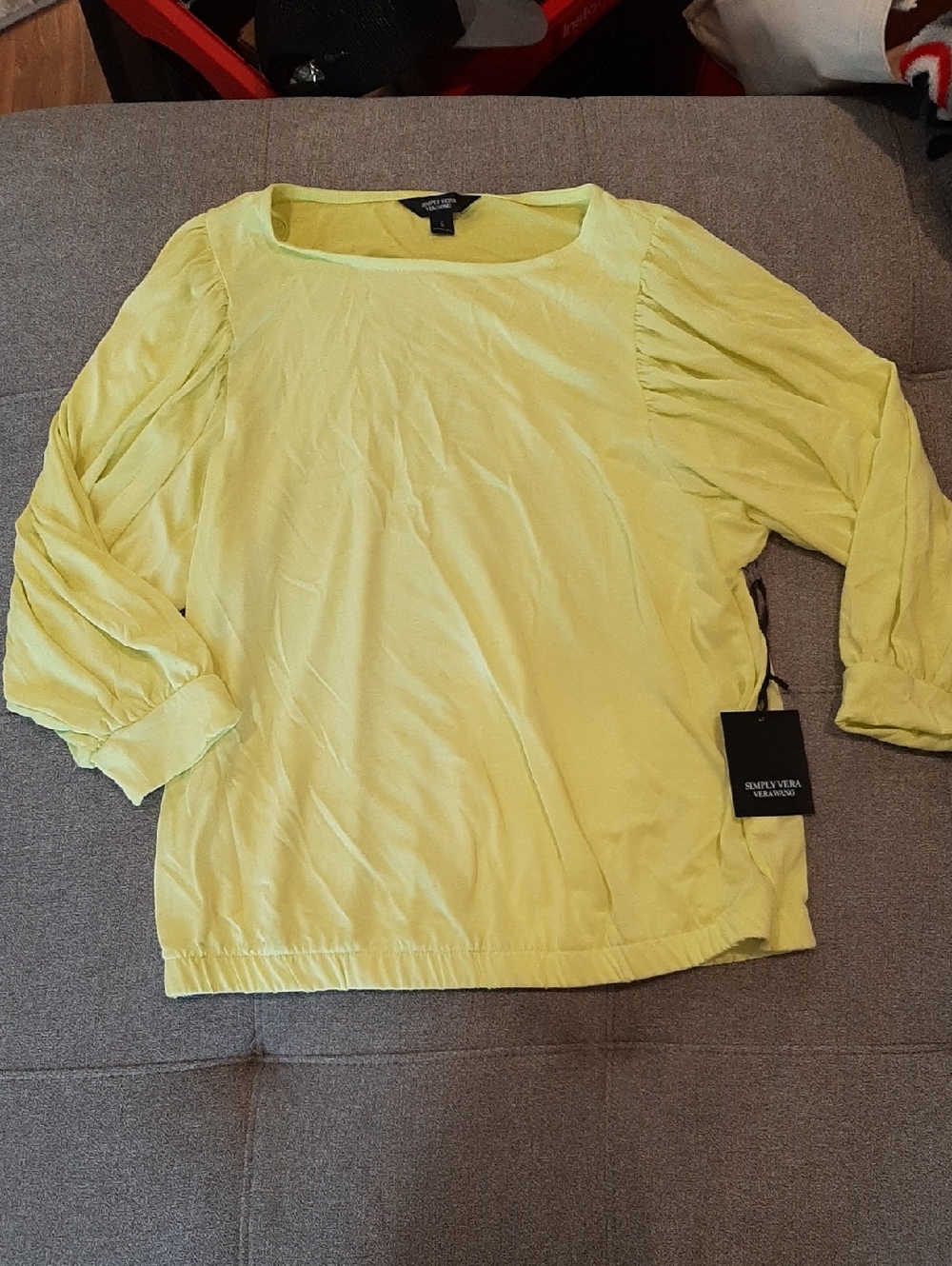Simply Vera Vera Wang Bright Yellow Long Sleeve Blouson Top